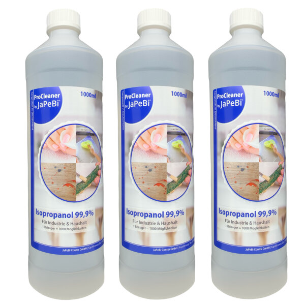 3x Isopropanol 99,9% Isopropylalkohol 2-Propanol, 1L Flasche