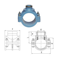 Unidelta PP Anbohrschelle mit Innengewinde und Verstärkung PN16 blau 20mm x 1/2"