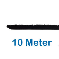 10m Selbstklebende Bürstendichtung Fußbreite 6,7 mm Höhe 25mm, Farbe: Schwarz