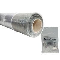 2,5m Edelstahlgewebe V2A , 60 cm breit, mit 24 Edelstahlklammern für Lichtschachtabdeckung